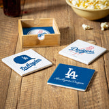 Los Angeles Dodgers Coaster Set 4 Piece with Wood Caddy-2