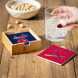 St. Louis Cardinals Giants Coaster Set 4 Piece with Wood Caddy-1
