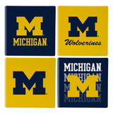 Michigan Wolverines Coaster Set 4 Piece with Wood Caddy-0