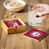 Alabama Crimson Tide Coaster Set 4 Piece with Wood Caddy-3