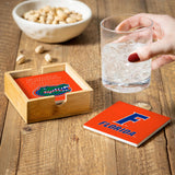 Florida Gators Coaster Set 4 Piece with Wood Caddy-3