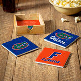 Florida Gators Coaster Set 4 Piece with Wood Caddy-1