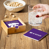 Kansas State Wildcats Coaster Set 4 Piece with Wood Caddy-3
