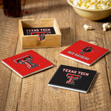 Texas Tech Red Raiders Coaster Set 4 Piece with Wood Caddy-1