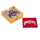 Ohio State Buckeyes Coaster Set 4 Piece with Wood Caddy-2
