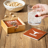 Texas Longhorns Coaster Set 4 Piece with Wood Caddy-3