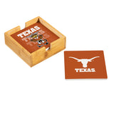 Texas Longhorns Coaster Set 4 Piece with Wood Caddy-2