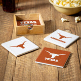 Texas Longhorns Coaster Set 4 Piece with Wood Caddy-1