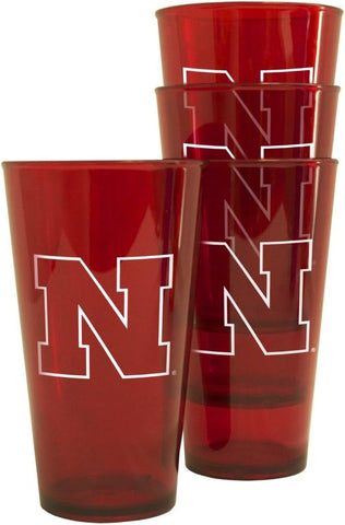 Nebraska Cornhuskers Glass 16oz Pint Plastic 4 Pack-0