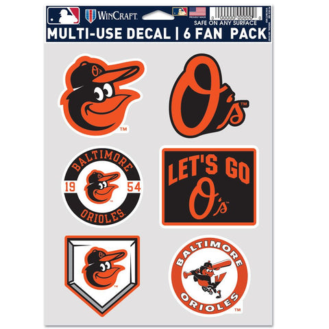 Baltimore Orioles Decal Multi Use Fan 6 Pack-0