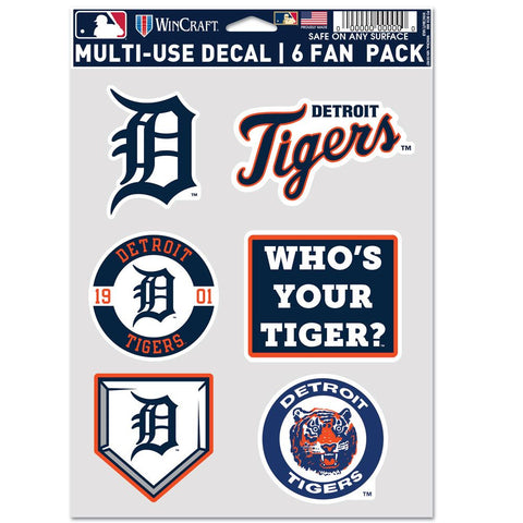 Detroit Tigers Decal Multi Use Fan 6 Pack-0