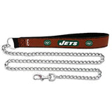 New York Jets Pet Leash Leather Chain Football Size Large CO-0