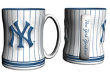 New York Yankees Coffee Mug 14oz Sculpted Relief Pinstripes Team Color-0