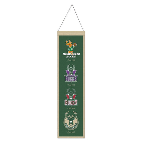Milwaukee Bucks Banner Wool 8x32 Heritage Evolution Design - Special Order-0