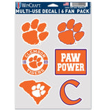Clemson Tigers Decal Multi Use Fan 6 Pack-0