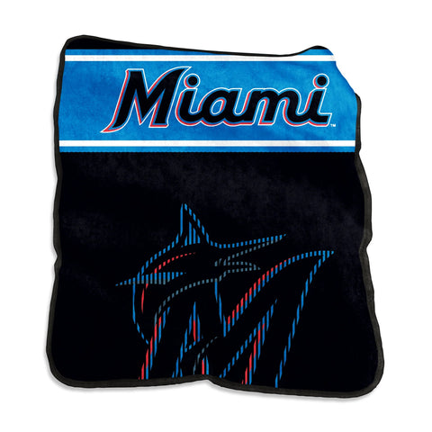 Miami Marlins Blanket 60x80 Raschel Throw-0