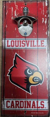 Louisville Cardinals Sign Wood 5x11 Bottle Opener Alternate-0