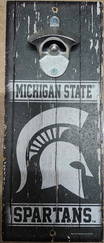 Michigan State Spartans Sign Wood 5x11 Bottle Opener Alternate-0