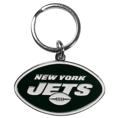 New York Jets Chrome Logo Cut Keychain-0