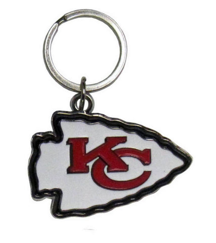 Kansas City Chiefs Chrome Logo Cut Keychain-0