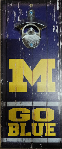 Michigan Wolverines Sign Wood 5x11 Bottle Opener Slogan-0