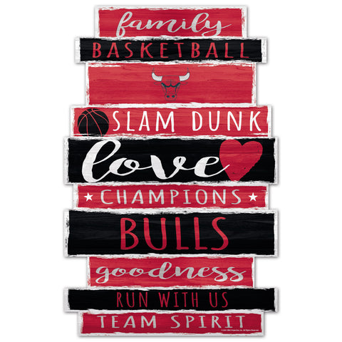 Chicago Bulls Sign 11x17 Wood Family Word-0