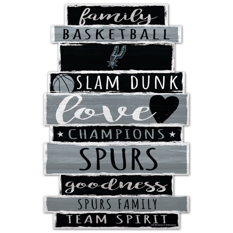 San Antonio Spurs Sign 11x17 Wood Family Word-0