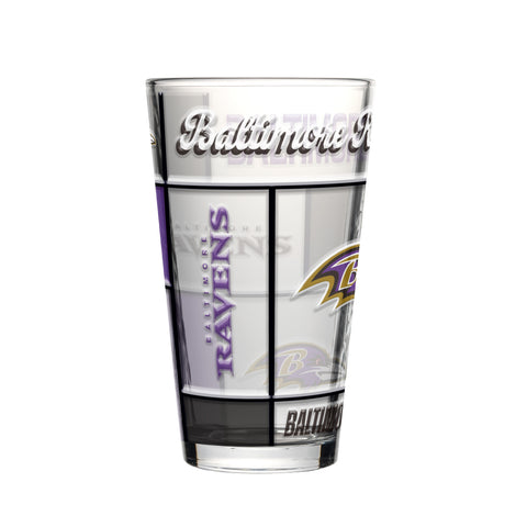 Baltimore Ravens Pint Glass 16oz Quilted Stained Boxed-0