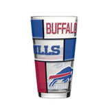 Buffalo Bills Pint Glass 16oz Quilted Stained Boxed-0