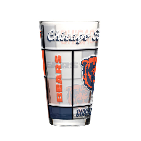 Chicago Bears Pint Glass 16oz Quilted Stained Boxed-0