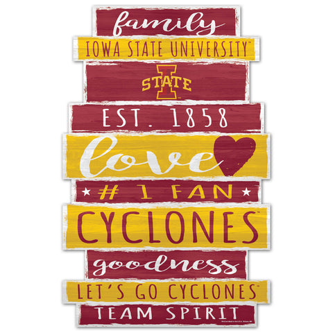 Iowa State Cyclones Sign 11x17 Wood Family Word-0