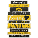 Iowa Hawkeyes Sign 11x17 Wood Family Word-0