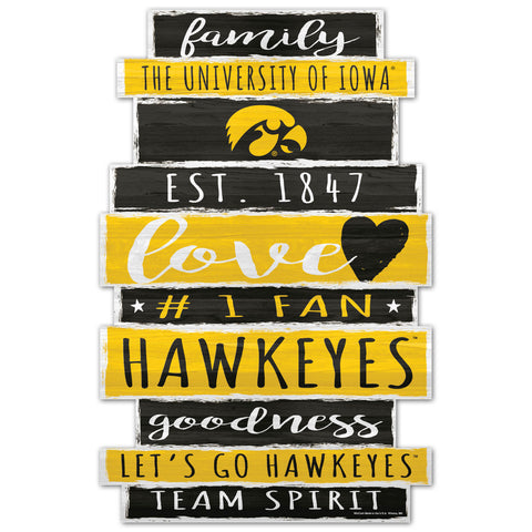 Iowa Hawkeyes Sign 11x17 Wood Family Word-0