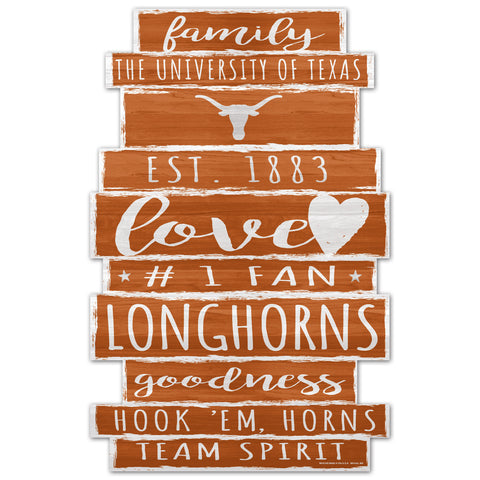 Texas Longhorns Sign 11x17 Wood Family Word-0