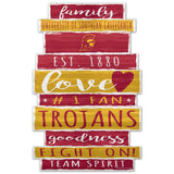 USC Trojans Sign 11x17 Wood Family Word-0