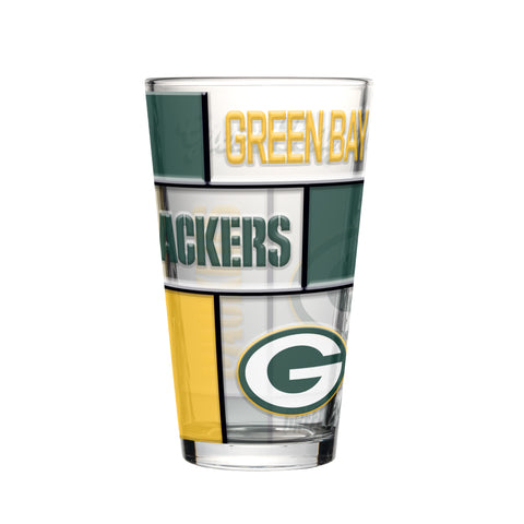 Green Bay Packers Pint Glass 16oz Quilted Stained Boxed-0