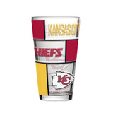 Kansas City Chiefs Pint Glass 16oz Quilted Stained Boxed-0