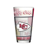 Kansas City Chiefs Pint Glass 16oz Quilted Stained Boxed-1