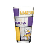 Minnesota Vikings Pint Glass 16oz Quilted Stained Boxed-0