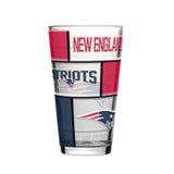 New England Patriots Pint Glass 16oz Quilted Stained Boxed-0