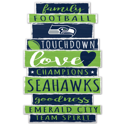 Seattle Seahawks Sign 11x17 Wood Family Word-0