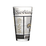 New Orleans Saints Pint Glass 16oz Quilted Stained Boxed-0