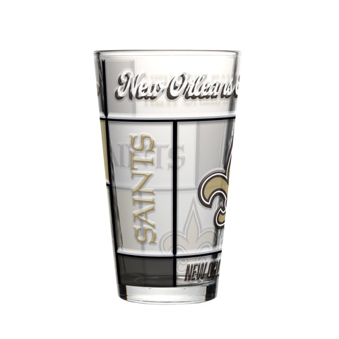 New Orleans Saints Pint Glass 16oz Quilted Stained Boxed-0