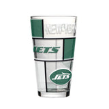 New York Jets Pint Glass 16oz Quilted Stained Boxed-0