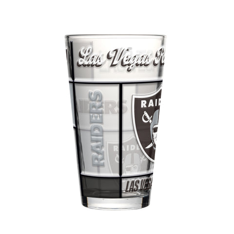 Las Vegas Raiders Pint Glass 16oz Quilted Stained Boxed-0