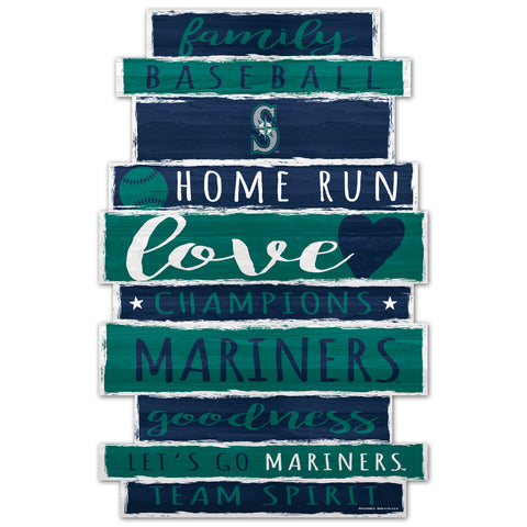 Seattle Mariners Sign 11x17 Wood Family Word-0