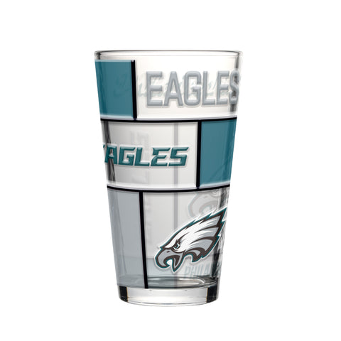 Philadelphia Eagles Pint Glass 16oz Quilted Stained Boxed-0