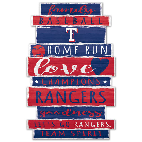 Texas Rangers Sign 11x17 Wood Family Word-0