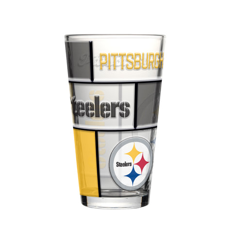 Pittsburgh Steelers Pint Glass 16oz Quilted Stained Boxed-0