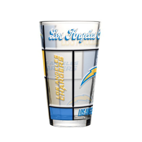 Los Angeles Chargers Pint Glass 16oz Quilted Stained Boxed-0
